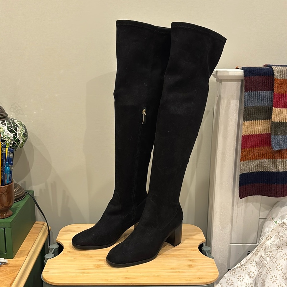 Zara thigh high suede heel boots